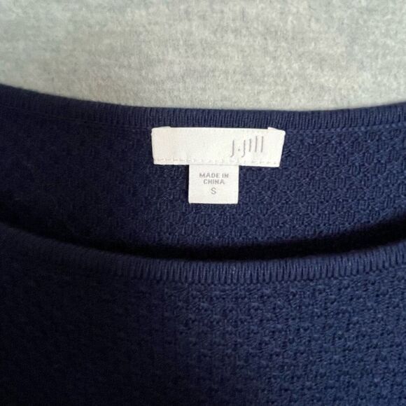 J. Jill Knit Sweater Tunic Women's Small Blue Cotton Rayon Textured Long Sleeves - Picture 8 of 11